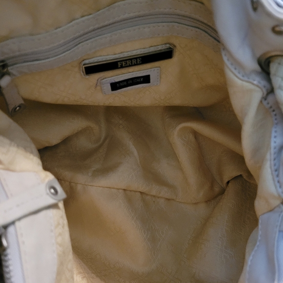 GIANFRANCO FERRE STUDDED LEATHER DRAWSTRING SHOULDER PURSE - Picture 8 of 13